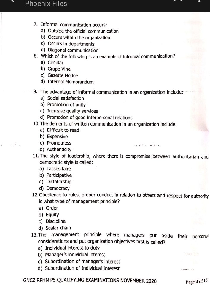 Résolu :Phoenix Files 7. Informal communication occurs: a) Outside the ...