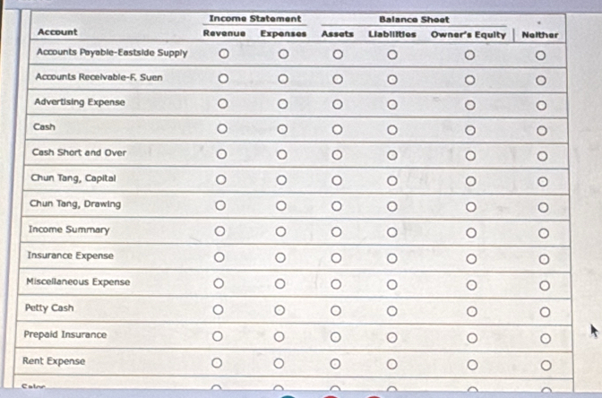 Income Statement Balance Shoet 
Cainr