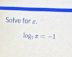 Solve for ±.
log _7x=-1