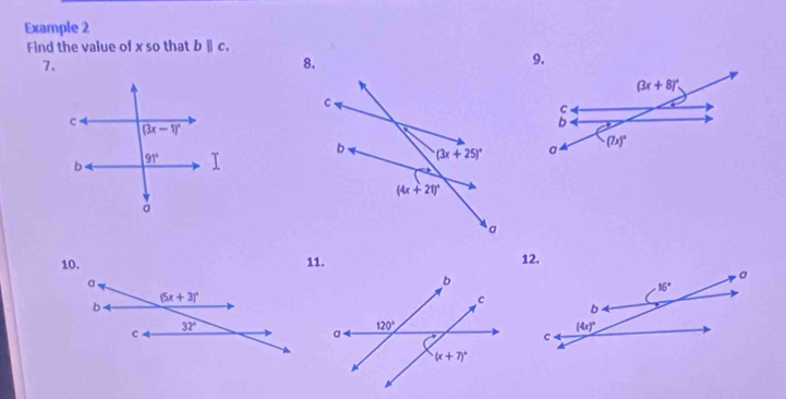 Example 2
Find the value of x so that bparallel c.
7、
8.
 
11.