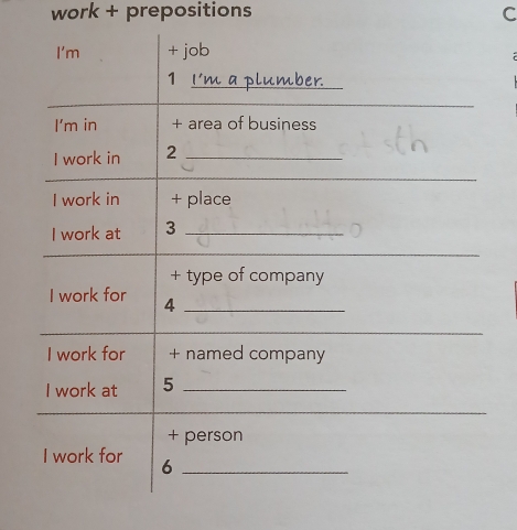 work + prepositions C