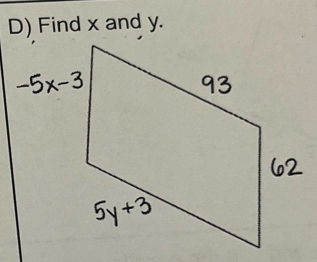 Find x and y.