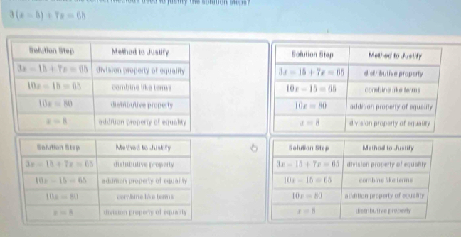 a ed to jusary ws soludon sasps
3(x-5)+7x=65