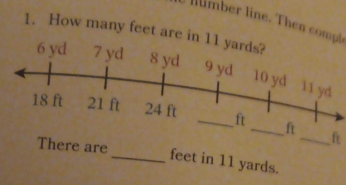 How many feet are 
_ ft
_ feet in 11 yards.