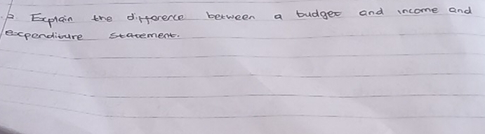 Explain the difference between a budger and income and 
expenditure statement.