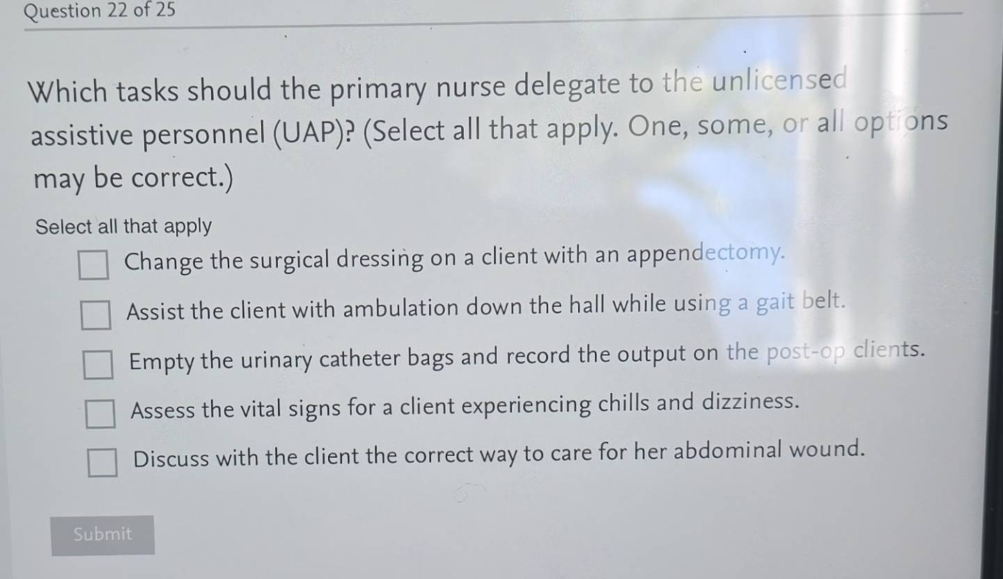 Solved: Which tasks should the primary nurse delegate to the unlicensed ...