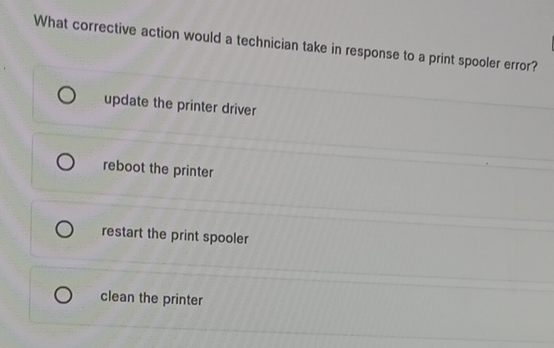 Resuelto:What corrective action would a technician take in response to ...