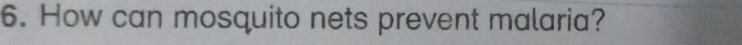 How can mosquito nets prevent malaria?