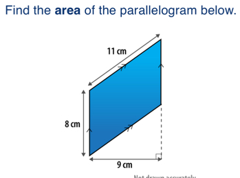 Find the area of the parallelogram below.