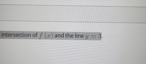 intersection of f(x) and the line y=3.