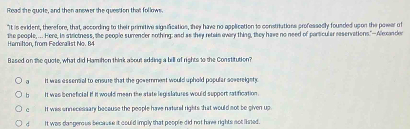 Solved: Read the quote, and then answer the question that follows. 