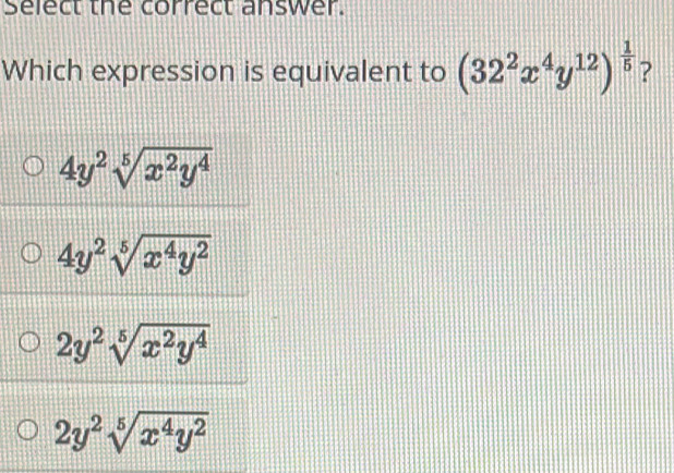 Solved: Select the correct answer. Which expression is equivalent to ...
