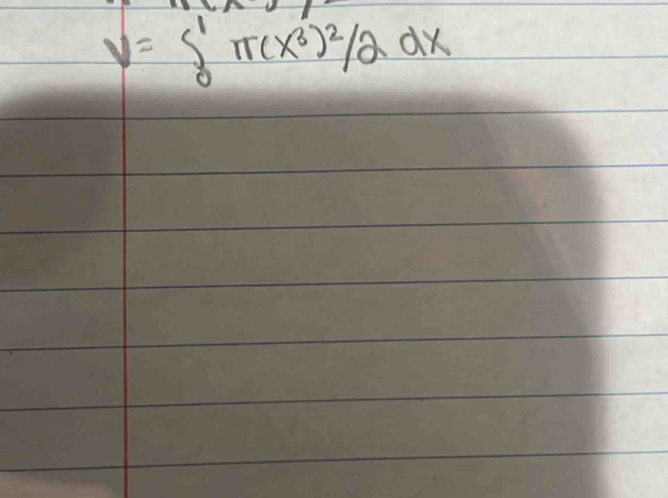 V=∈t _0^(1π (x^3))^2/2dx