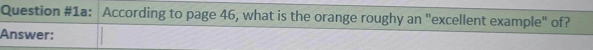 Question #1a: According to page 46, what is the orange roughy an "excellent example" of? 
Answer: