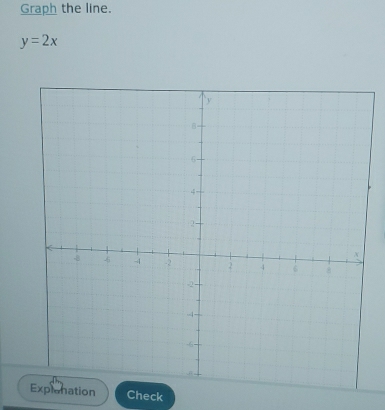 Graph the line.
y=2x
n Check