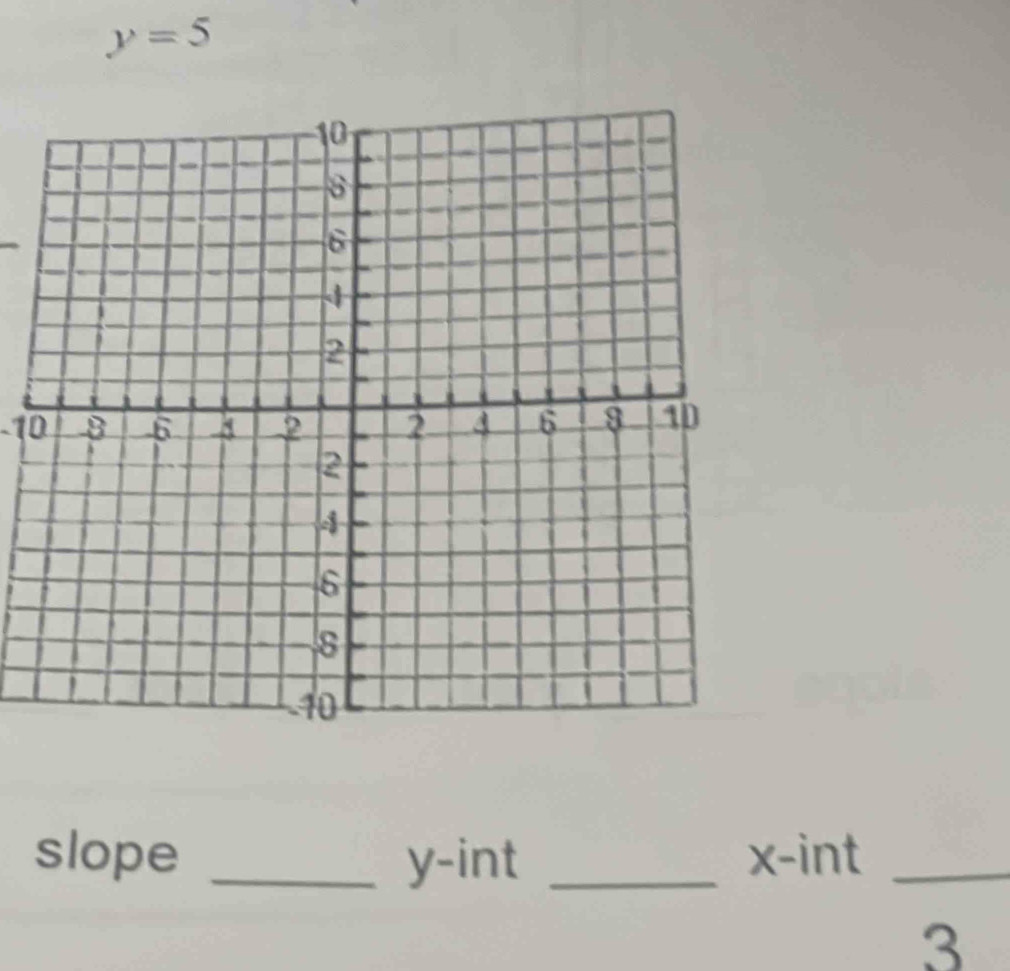 y=5
10 
slope _ y -int _ x -int_° 3