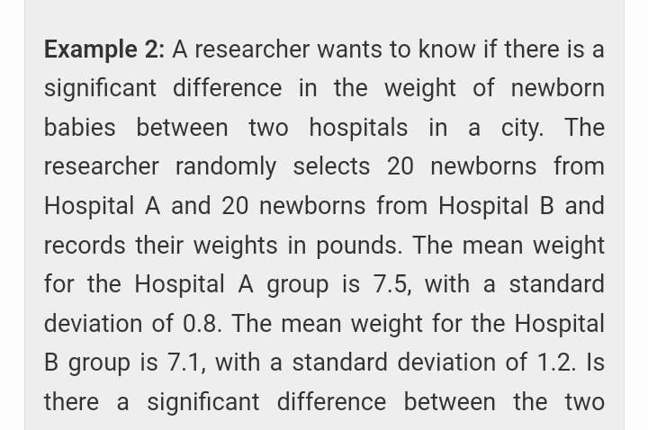 Solved: Example 2: A researcher wants to know if there is a significant ...