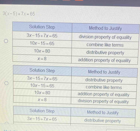 3(x-5)+7x=65