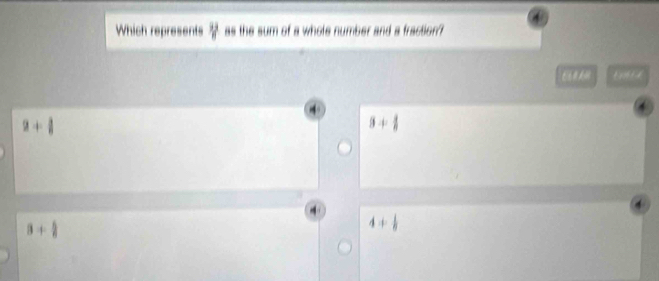 Which represents y as the sum of a whole number and a fraction?
E #
a+ 1/8 
3+ 1/8 
3+ 1/8 
4+ 1/8 