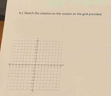 ) Sketch the solution to the system on the grid provided.