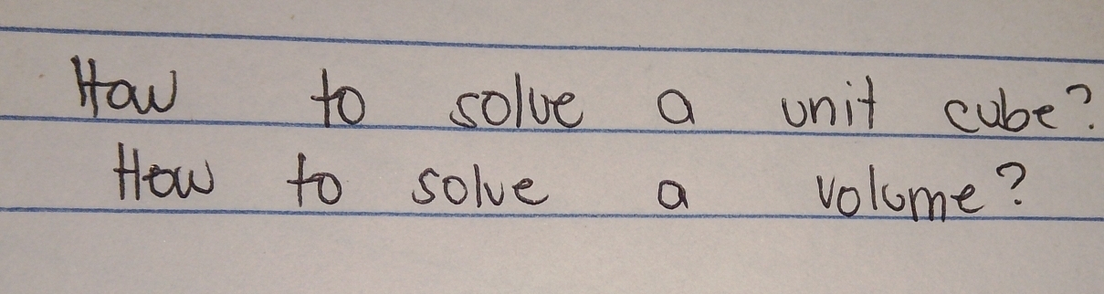 How to solve a unit cube? 
How to solve a volume?