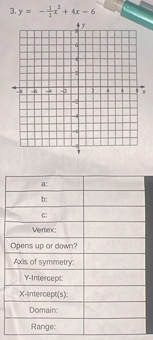 y=- 1/2 x^2+4x-6