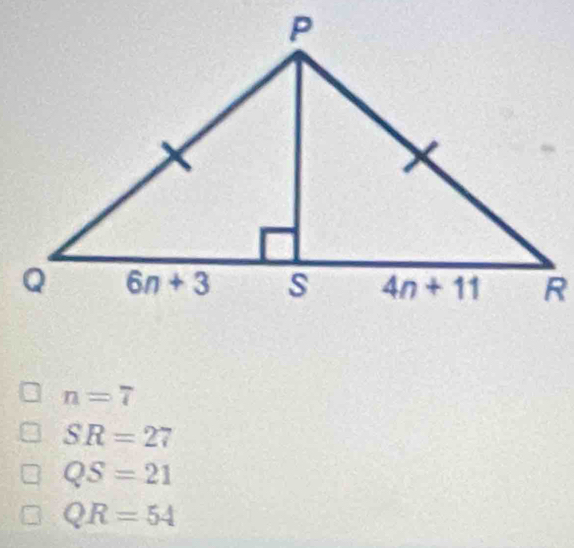 n=7
SR=27
QS=21
QR=54