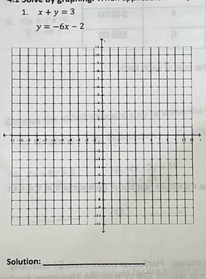 x+y=3
y=-6x-2
Solution:_