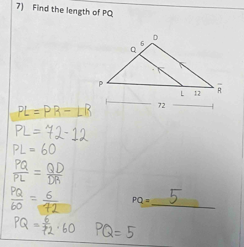 Find the length of PQ
_