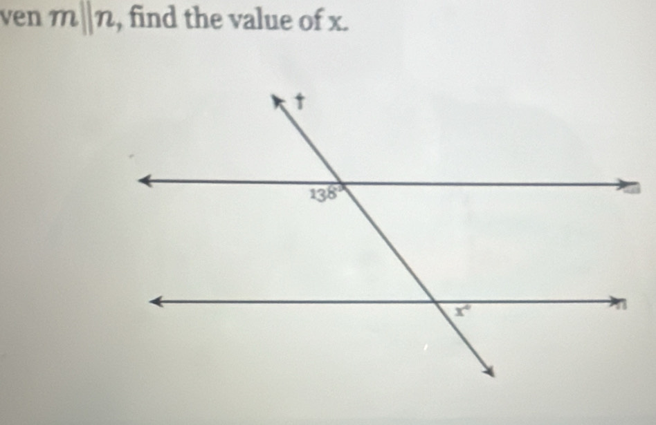 ven mparallel n , find the value of x.