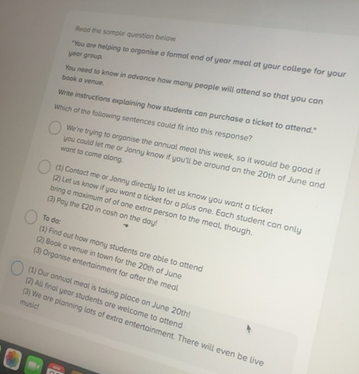 Solved: Read the sample question below. year group. 