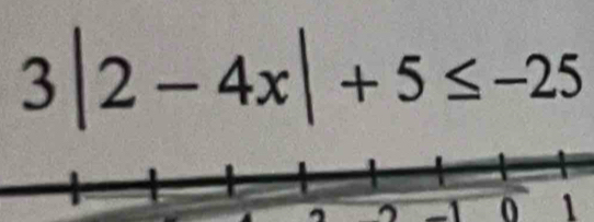 3|2-4x|+5≤ -25
, 
0 1