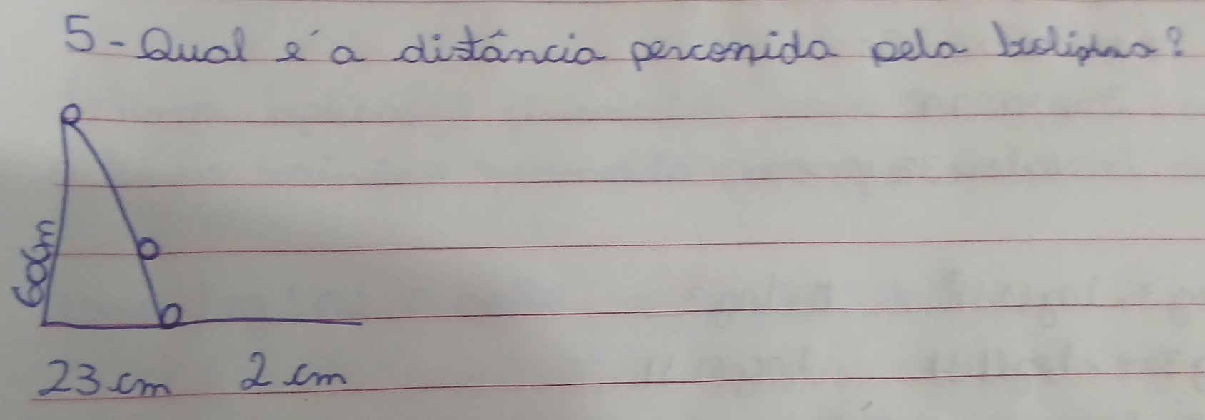 5- Dual e'a disancia percenida pela bulisas?
8
23. cm 2 cm