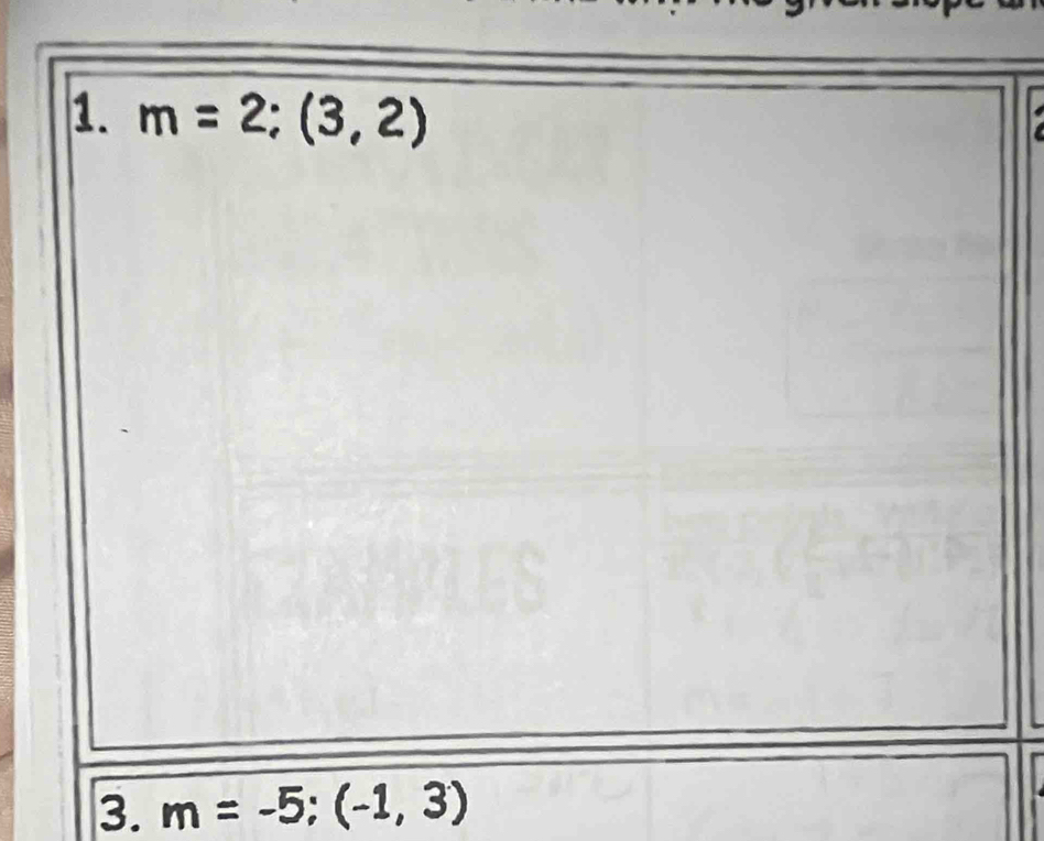 m=2;(3,2)
3. m=-5; (-1,3)