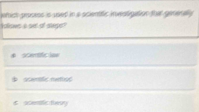 jemich process is used in a scientfic investigation that generally 
folioes a set of stepe?
a scenficiar
b acientic method
c scenlc theey