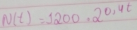 N(t)=1200· 2^(0.4t)