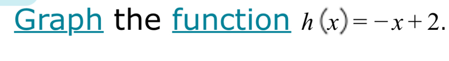 Graph the function h(x)=-x+2.