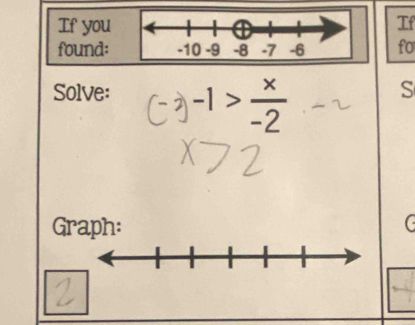 If youIf
found:fo
Solve: S
-3)-1> x/-2 
Graph: