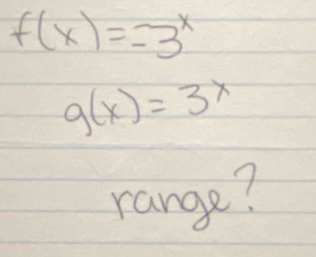 f(x)=-3^x
g(x)=3^x
range?