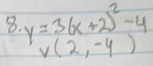 y=3(x+2)^2-4
V(2,-4)