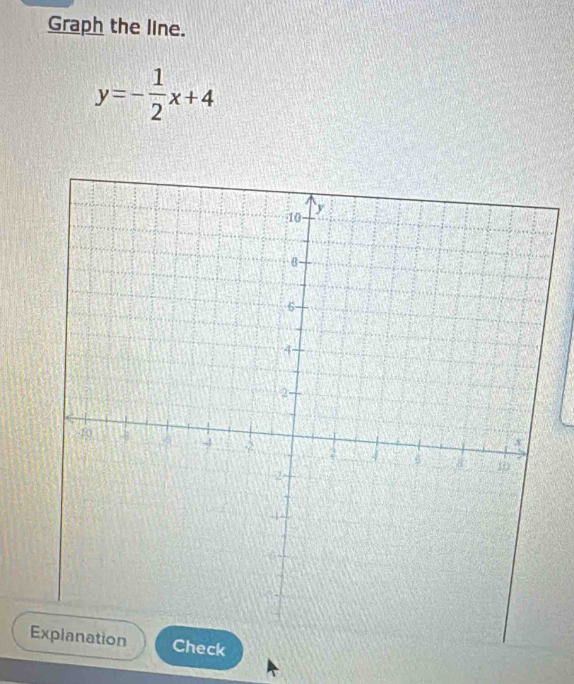 Graph the line.
y=- 1/2 x+4
E