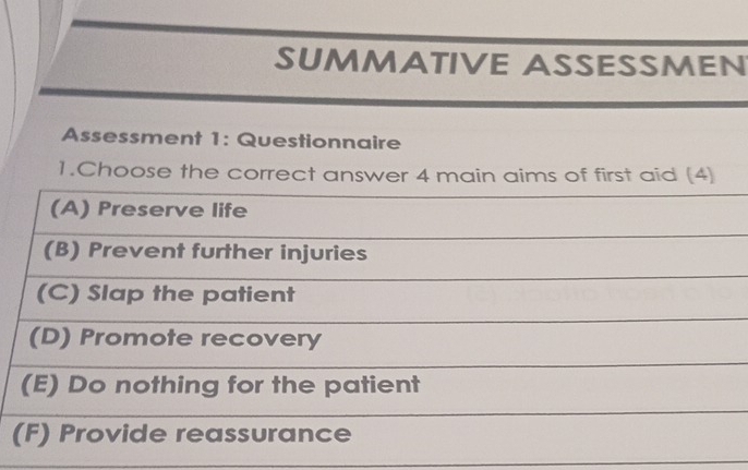 SUMMATIVE ASSESSMEN 
(