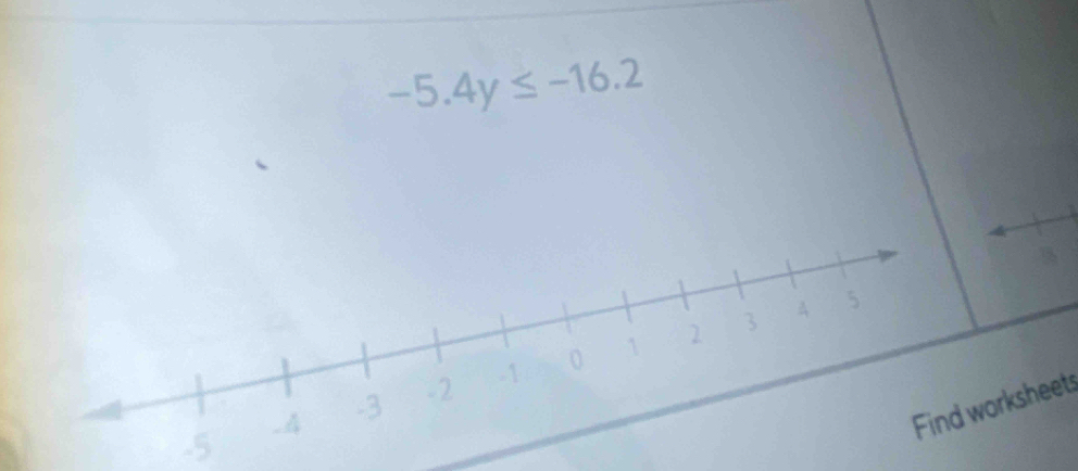 -5.4y≤ -16.2
rksheets
-5