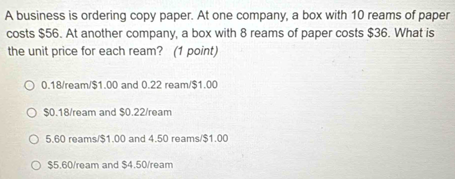 Solved: A business is ordering copy paper. At one company, a box with ...