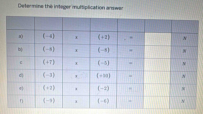 Determine the integer multiplication answer