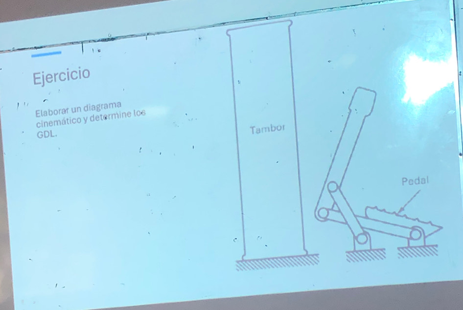 Ejercicio 
Elaborar un diagrama 
cinemático y determine los 
GDL.