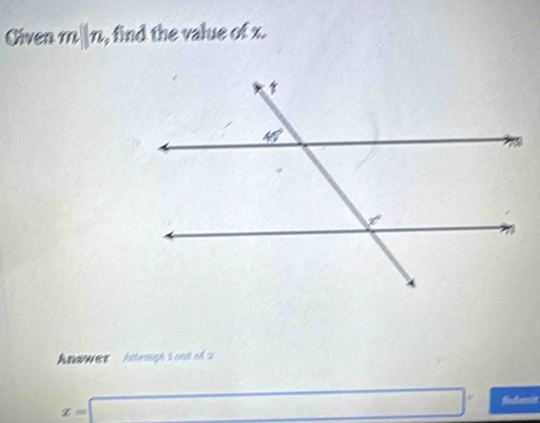 Given m|r I , find the value of x.
Anower  htwrgt s out o
Z=□ Snfenis