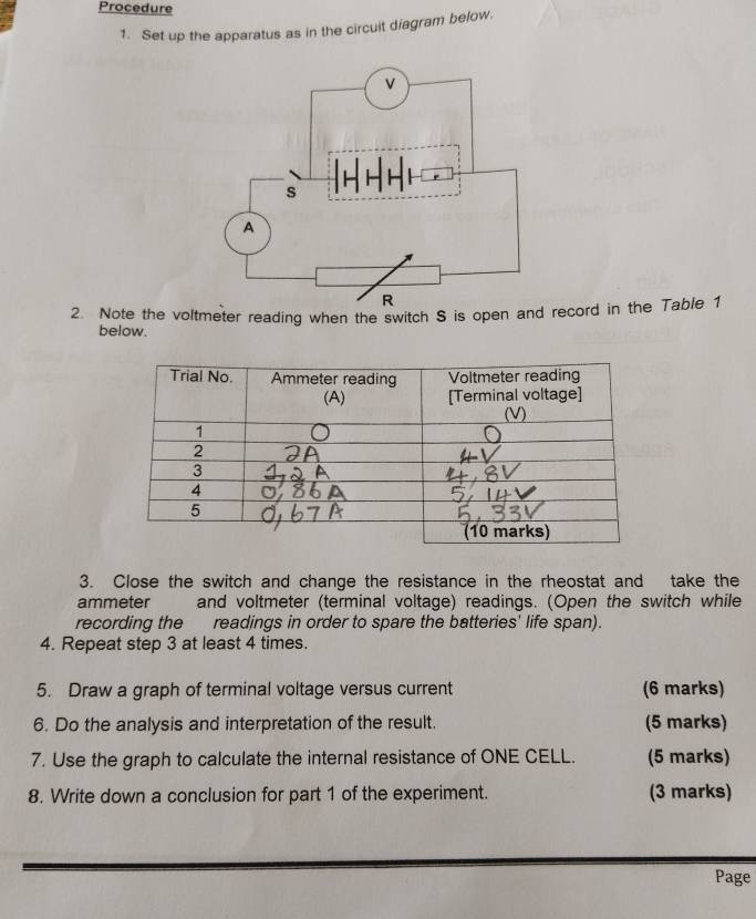 Solved: Procedure 1. Set up the apparatus as in the circuit diagram ...