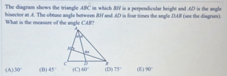 Solved: The diagram shows the triangle ABC in which BH is a ...