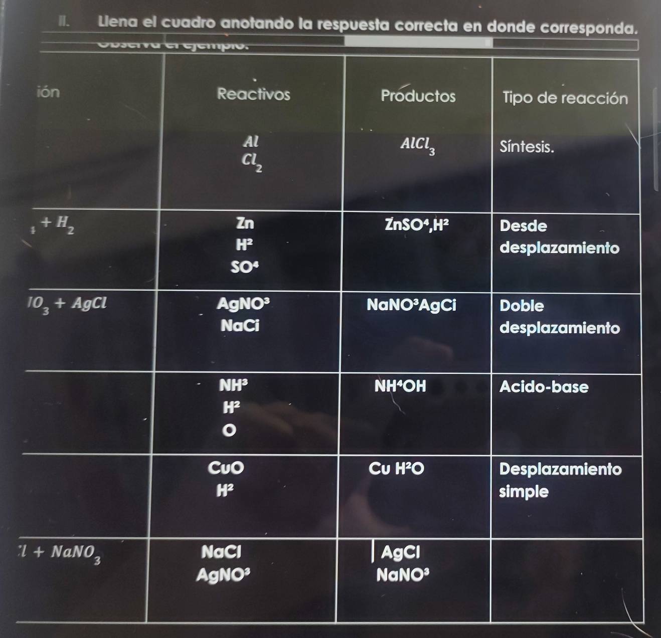 Liena el cuadro anotando la respuesta correcta en donde corresponda.